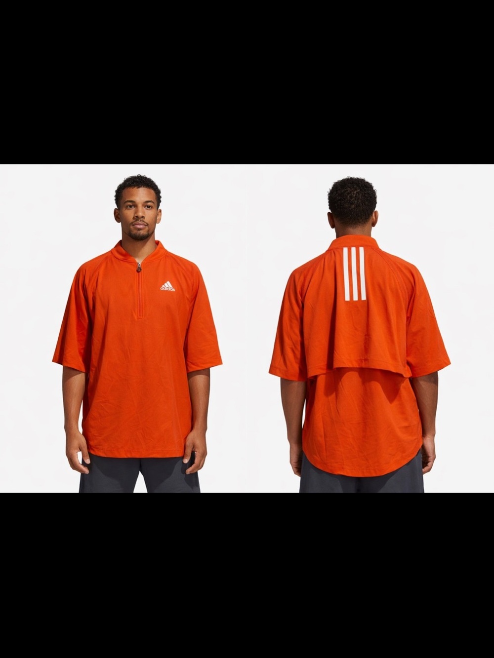 adidas Men’s Orange Half-Zip Short-Sleeve Pullover